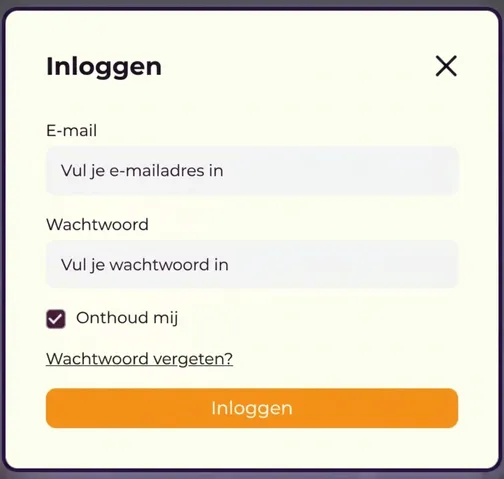 Julius Casino gebruikers inlogformulier met sociale aanmeldopties
